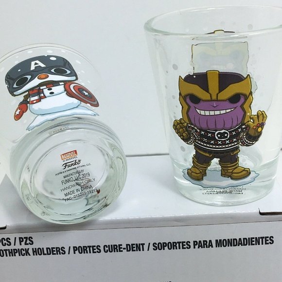 Funko Marvel Shot Glasses Toothpick Holder Thanos Captain America Snowman X-Mas - Picture 5 of 12